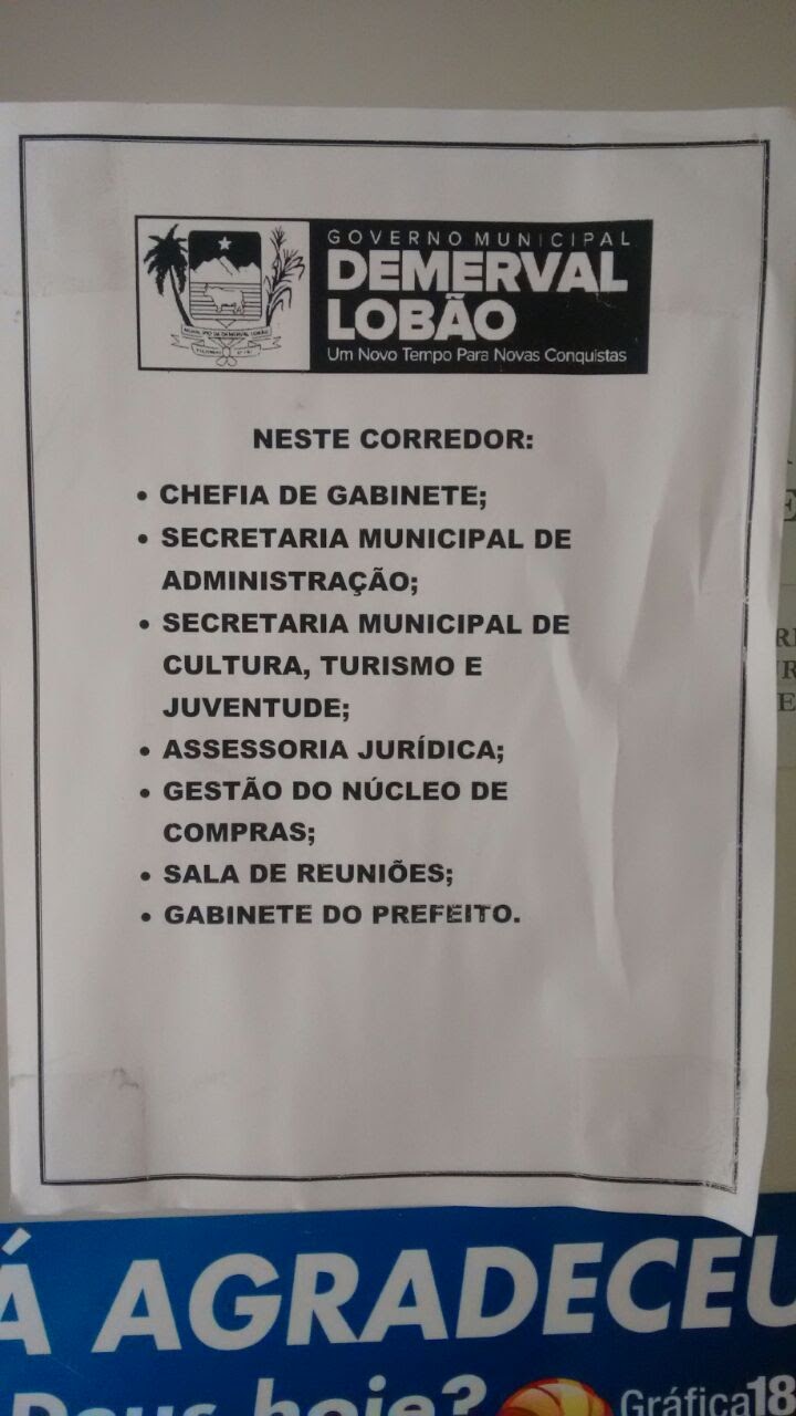 Órgãos que funcionam no prédio da prefeitura.