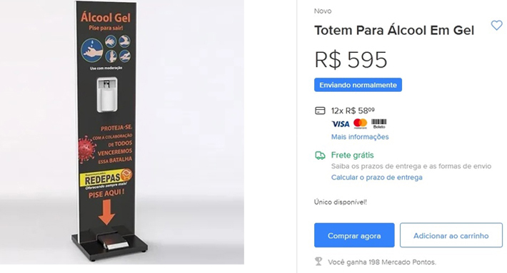 Preço dispensador de álcool