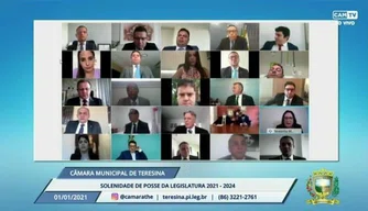 Vereadores eleitos na cerimônia virtual de posse.