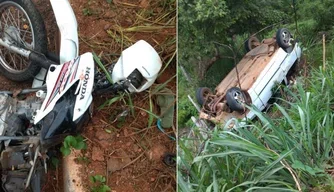 Acidente entre carro e motocicleta em Angical do Piauí.