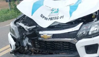 Viatura da PM envolvida no acidente