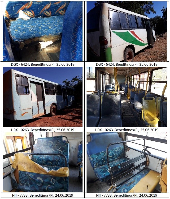 Veículos utilizados no transporte escolar em Beneditinos.