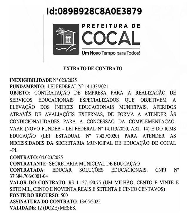 Extrato do contrato