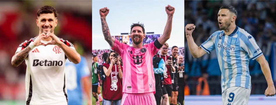 Giorgian de Arrascaeta, Lionel Messi e Adrián Martínez