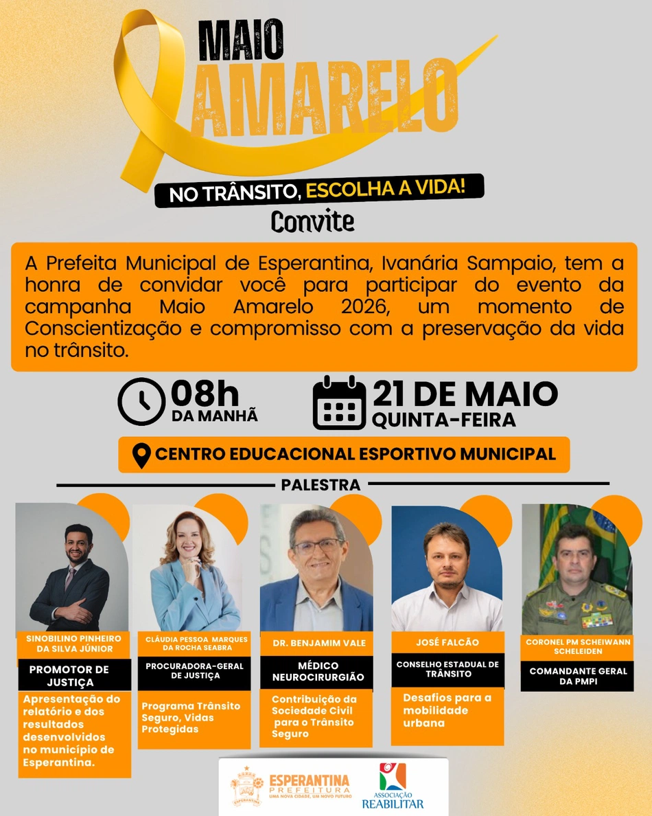 Prefeitura de Esperantina promove evento da campanha Maio Amarelo no Centro Esportivo