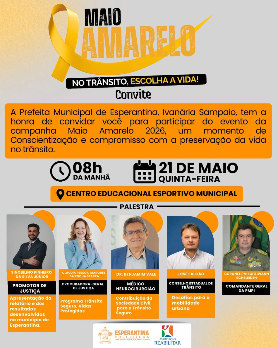 Esperantina promove grande evento do Maio Amarelo com palestras e show de humor