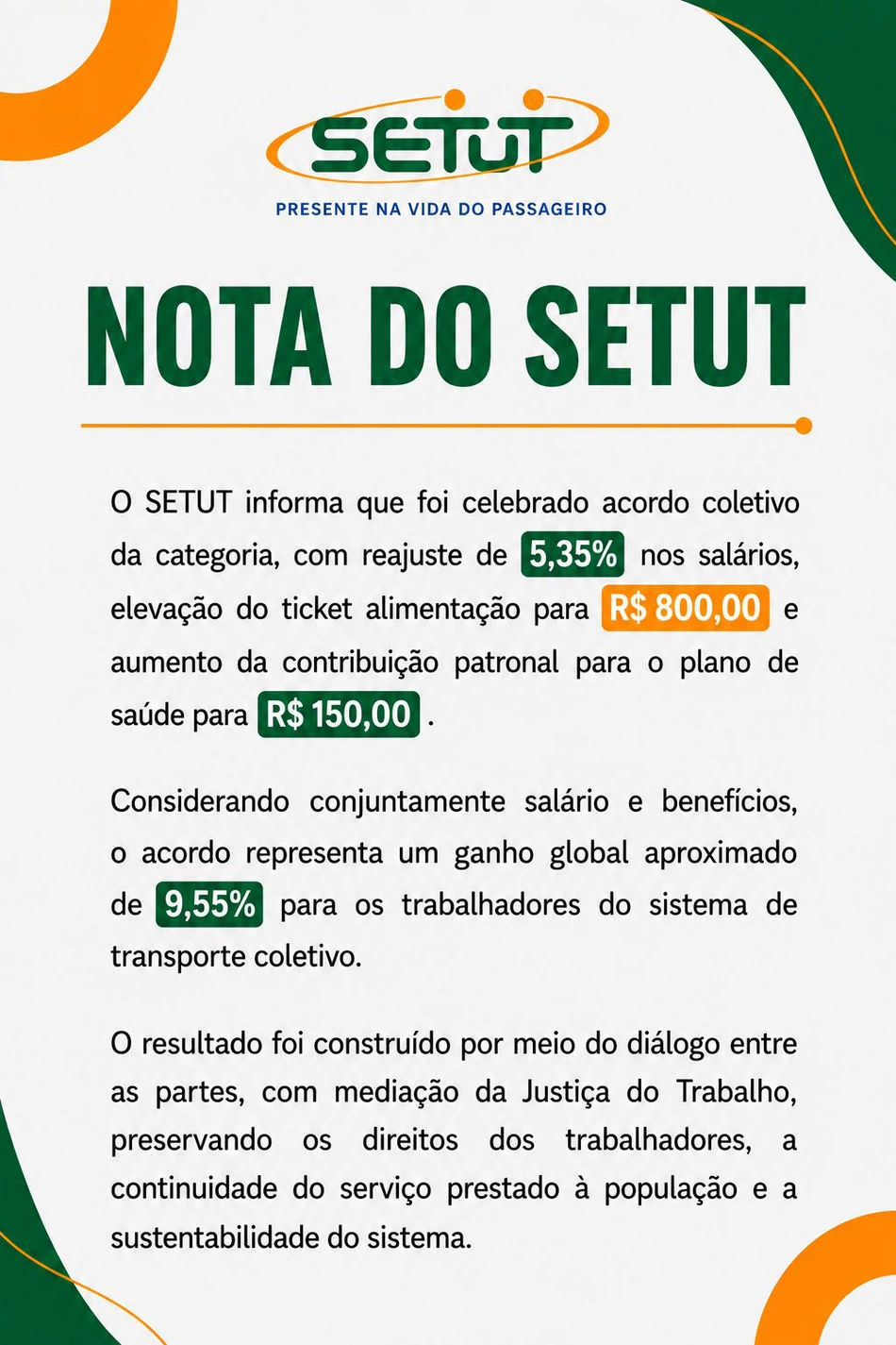 Nota do Setut