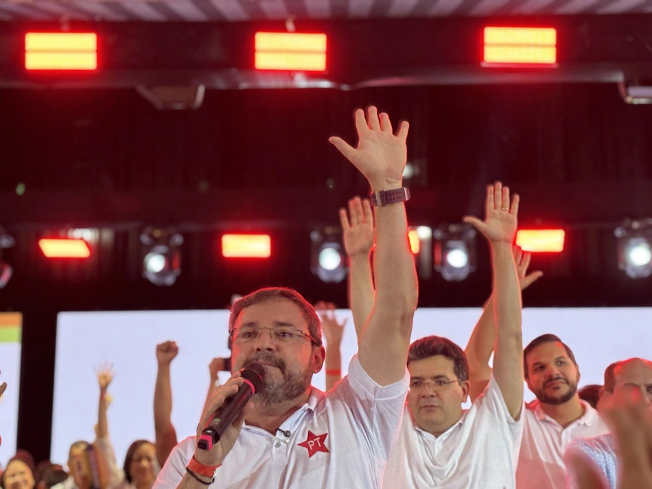 Presidente do PT no Piauí, Fábio Novo, durante evento de lançamento da plataforma colaborativa