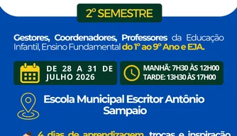 Jornada Pedagógica 2026 mobiliza rede municipal de ensino em Esperantina