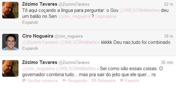 Conversa entre Zózimo e Ciro Nogueira(Imagem:Reprodução)