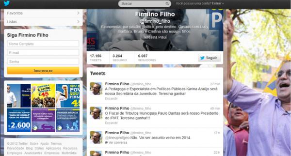 página no Twitter(Imagem:Reprodução)