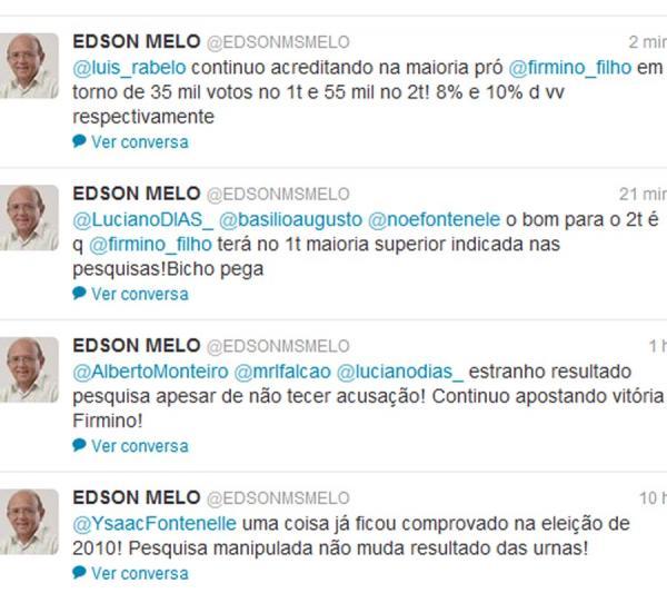 Twitter de Edson Melo(Imagem:Reprodução)